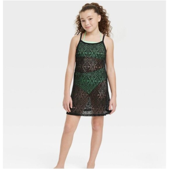 Art Class Girls Solid Crochet Swimsuit Cover up Dress Black Size XS - Picture 1 of 3
